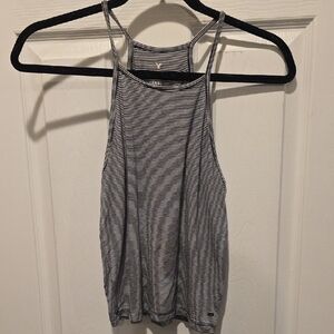 American Eagle Outfitters Black and White Striped Cropped Tank Top